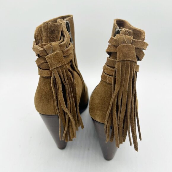 Frye Cece Tassel Wedge Bootie Suede Boots Western Size 7.5 Women's - Picture 4 of 5